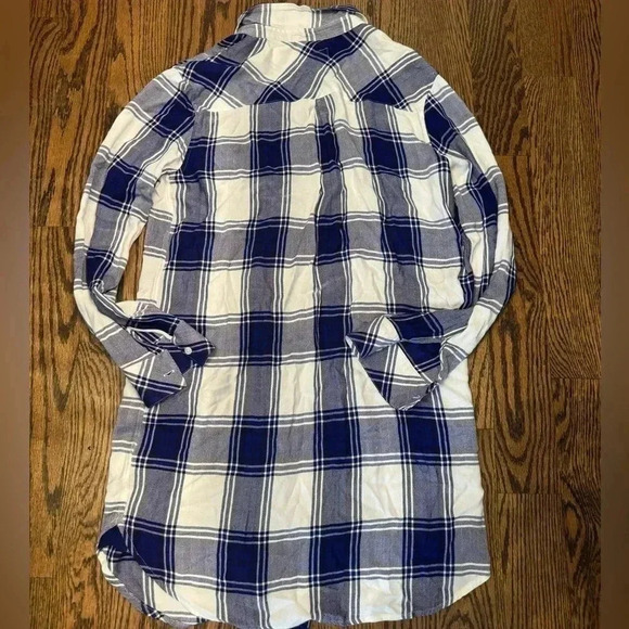 Like New Sawyer button shirtdress from Rails, Size Medium, Cobalt White Plaid - Picture 7 of 10
